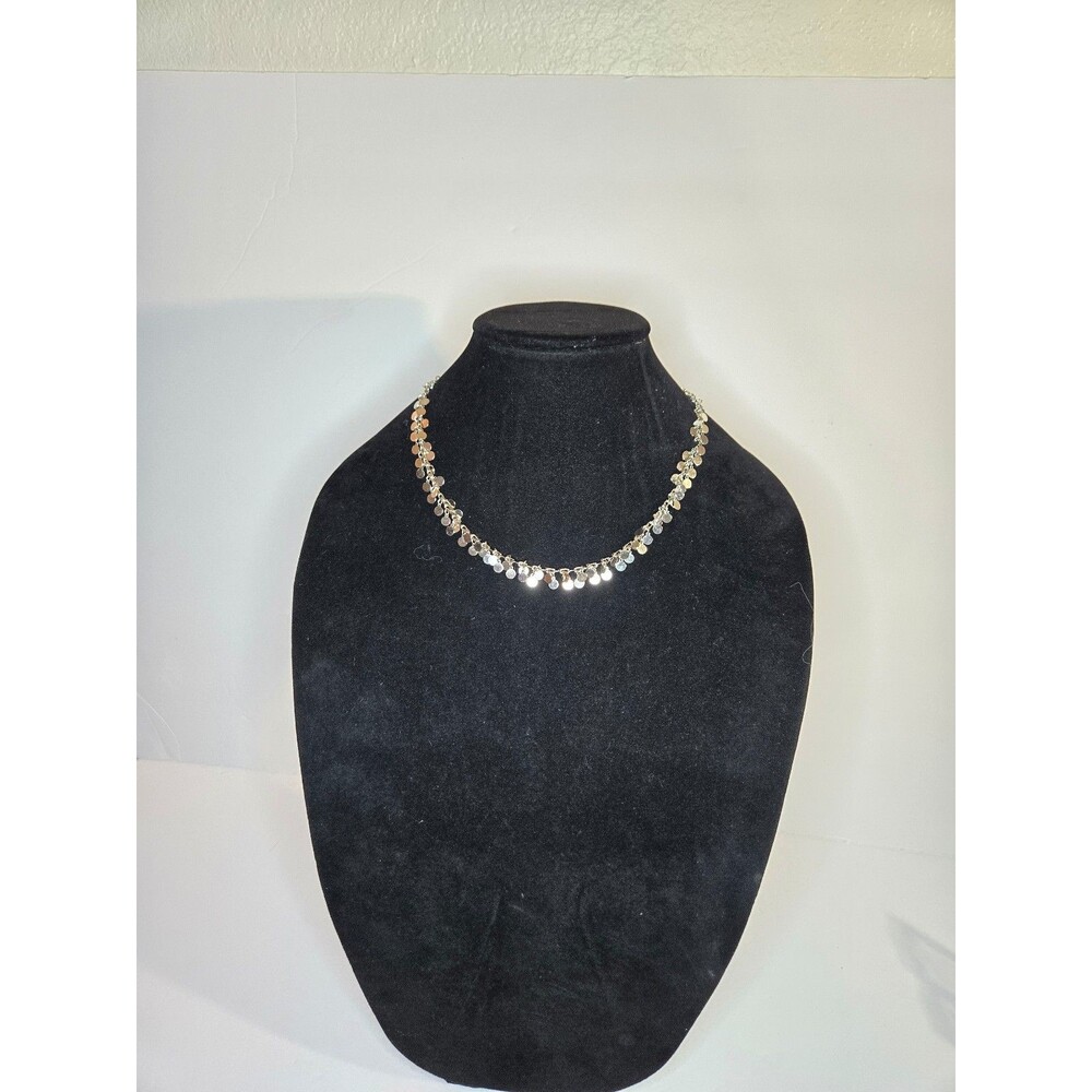 Silver Tone Necklace Circular Charms Hook Closure